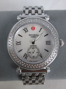 NEW Michele Silver Diamond Caber Ladies Watch MWW16A000001 Box NWT NR!