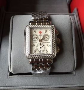 NEW Authentic Michele Deco Day Date Diamond MOP Dial Signature Ladies Watch