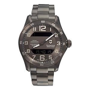 VICTORINOX MEN'S 45MM GUN METAL STEEL BRACELET & CASE QUARTZ WATCH 241300
