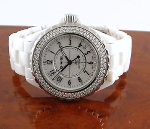 WERT 13.500,- EURO CHANEL J12 AUTOMATIK DAMEN UHR 38MM KERAMIK BRILLANTEN