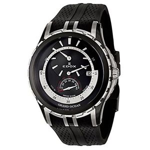 Edox 45004 357N NIN Womens Black Dial Analog Automatic Watch with Silicone Strap