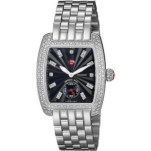 MICHELE WOMEN'S STEEL BRACELET & CASE QUARTZ BLACK DIAL WATCH MWW02A000403