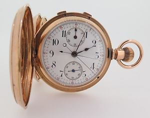 HIGH GRADE POITEVIN & CO 18K ROSE GOLD SPLIT SECOND CHRONOGRAPH POCKET WATCH
