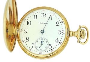 Mint 1912 Waltham AWW Antique 14k Solid Gold Full Hunter Pocket Watch 14s