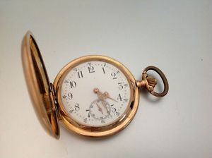 14 kt Rotgold  Sprungdeckel Taschenuhr  - antique red gold pocket watch