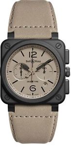 Bell & Ross Aviation BR 03 42mm Ceramic/Leather Men's Watch BR0394-DESERT-CE