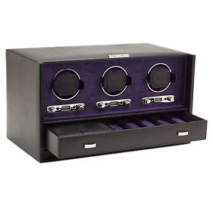 Wolf Blake Triple 2.7 Automated Lockable Watch Winder - Black & Purple
