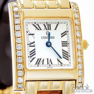 Concord 14K Yellow Gold Women's Watch Diamonds 20.5 x 25mm Tonneau Shaped