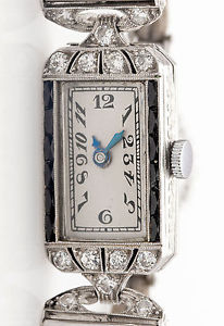 Antique 1920s $6000 2ct French Cut Onyx Diamond Platinum Ladies Dress Watch WRTY