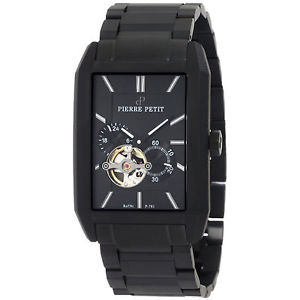 Pierre Petit Men's P-781B Serie Paris Automatic Skeleton PVD Rectangular Watch