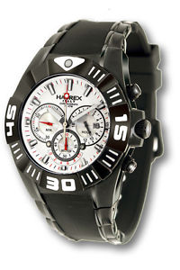 Haurex Italy 3N319UWR Black Mamba Chronograph White Dial Black Silicone Watch