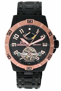 Yonger and Bresson Men's YBH 8317-07 M Gold IP Steel Black IP Steel Wristwatch