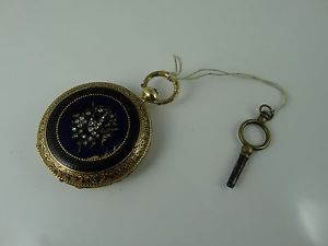 COLLECTABLE GOLD ENAMEL AND DIAMONDS POCKET WATCH CALAME ROBERT CHAUX DE FONDS