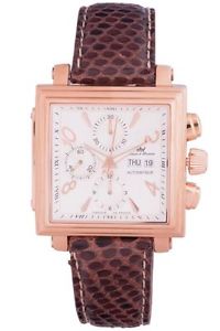 Yonger and Bresson Men's YBH 8304C-07 Automatic Chrono Gold IP Snakeskin Watch