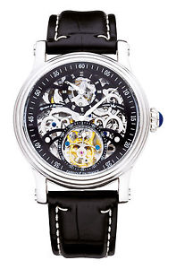 Yonger & Bresson Men's YBH 8302L-01 Automatic Black Dial Black Calfskin Watch