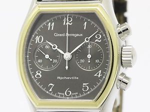 Polished GIRARD PERREGAUX Richeville Chronograph Gold Steel Watch 2710 (BF090641