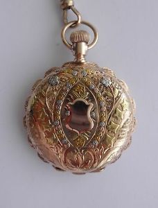 Victorian AMERICAN WALTHAM 14K Four-Color Gold Fancy Pocket Watch~~Runs