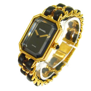 Authentic CHANEL Vintage Premiere Wristwatch Gold Quartz Swiss Made #M V05313