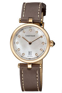 Louis Erard Women's 10800PR24.BRCA8 Romance Diamond Gold IP Steel Leather Watch
