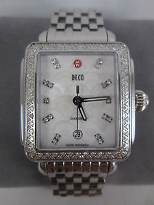 New Michele Large Deco Arc Mosaic Ladies Watch MW06T01A1978 Stainless Band NIB