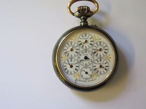 Rare Gun metal watch with world time