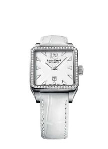 Louis Erard Women's 20700SE01.BDC61 Emotion Square White Leather Diamonds Watch