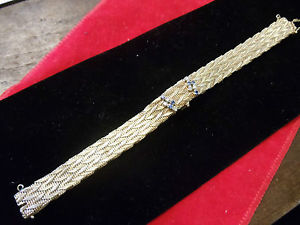 Art deco 14k  y/gold bracelet diamond/sapphire 17 jewlel ladies Emperor watch