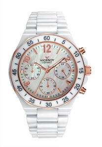 Viceroy Women's 47600-95 White Mother of Pearl Dial Ceramic Chronograph Watch