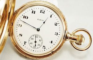 Elgin Solid 14k 15 jewel Ornate Pocket Watch with protective shroud