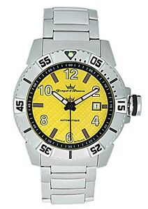Yonger & Bresson Men's YBH 8319-16 M Automatic Yellow Dial Steel Date Watch