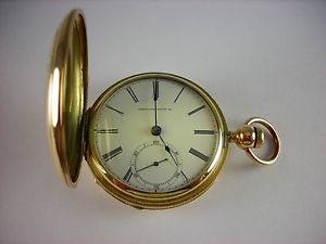 Antique Waltham Pre Civil War 18s key wind pocket watch. Gold filled case. 1860