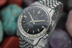 Vintage ENICAR SHERPA JET Automatic GMT Super Compressor Stainless Steel Divers