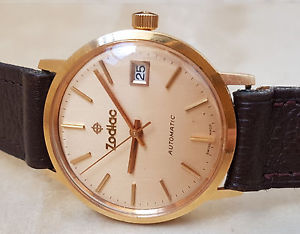 VINTAGE RARE ZODIAC 18K GOLD 72B MOVEMENT 34MM MENS WATCH