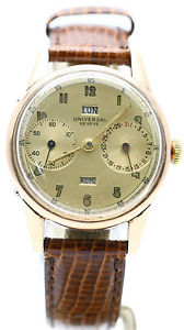 Genuine Universal Geneve Day Date Triple Calendar Gallet Gentleman's Watch