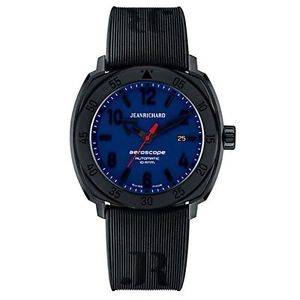 Jeanrichard 60660-21B451-FK6A Mens Blue Dial Automatic Watch with Rubber Strap