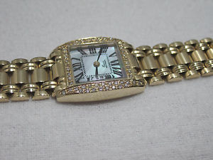 Vicence Square Case 4/10 cttw Diamond Panther Link Watch, 14K