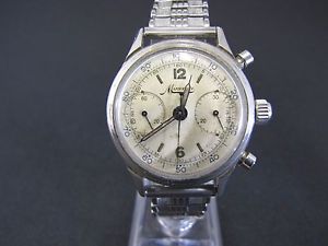 Vintage 1950s Swiss MINERVA 2 Reg. Chronograph Stainless S, Pristine Condition