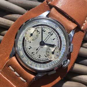 Vintage Abercrombie & Fitch Silver Dial Chromium Steel Chronograph 1930's Watch