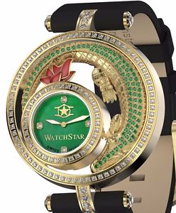 Watchstar Ladies Big 42mm DivaStar Crocodile Green Diamond Dial Exotic Watch