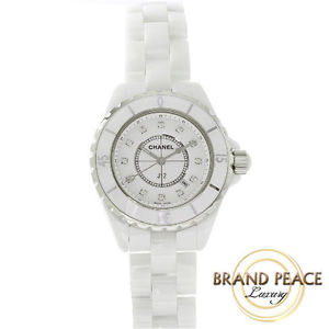 Chanel J12 33 mm Diamond quartz H1628 watch, ladies white ceramic 12