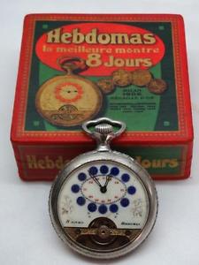 Unique and exeptionally rare antique Hebdomas Grand-Prix 8 days pocket watch