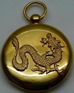 MUSEUM Chinese Qing Dynasty 18k gold cylinder escapement fancy Dragon case watch