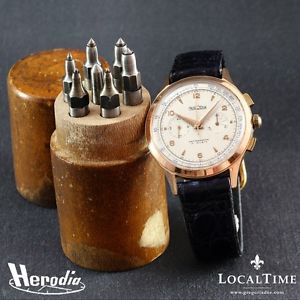 Early 1950's HERODIA [Swiss] 18k RG Vintage Dress Chronograph Lemania Cal. 1270