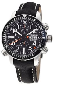 Fortis Men's 639.22.11 L.01 B-42 Black Alarm Chronograph Automatic Leather Watch