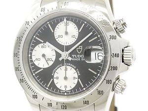 Polished TUDOR Prince Date Steel Leather Automatic Mens Watch 79280 (BF108550)