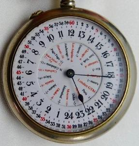Very rare antique 24h dial GMT World Time Swiss pocket watch c1900's.Cortebert