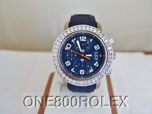 HERMES CLIPPER TITANIUM & STEEL DIVERS CHRONOGRAPH WATCH W/ 5.00 CT CUSTOM BEZEL