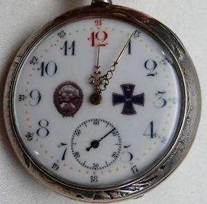 Rare historic WWI German Panzer Tank brigade Officer's award silver watch c1916