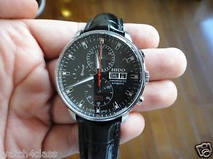 Mido Commander II 42mm Black dial leather band M016.415 Men's COSC Swiss Chrono