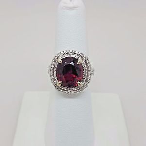 Vintage Art Deco 14 k White Gold 1.00 ct Diamond 5.64 ct Natural Spinel Ring